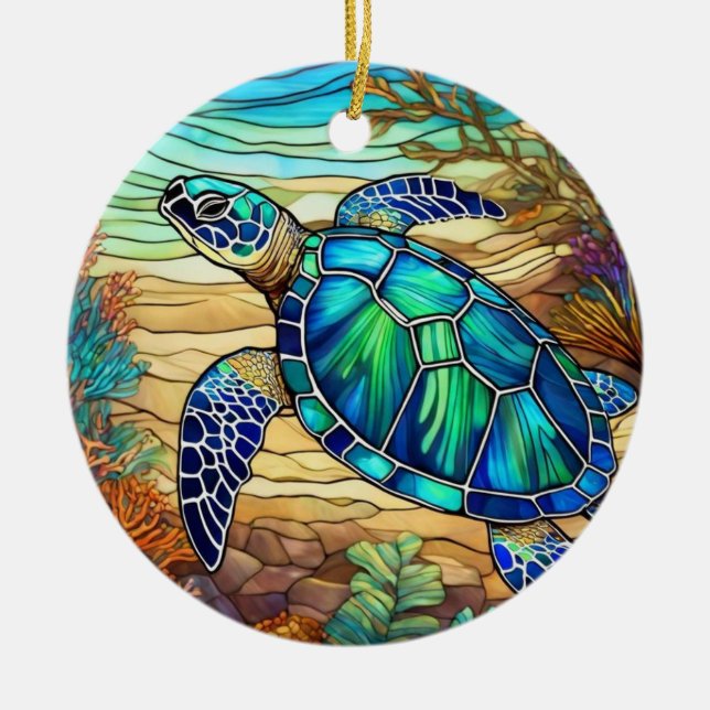 Konstglas Konst Glas Havssköldpadda  Julgransprydnad Keramik (Framsidan)