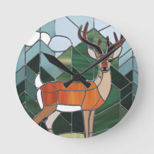 Konstglas Konst, Glas-in-lödd Konst Hjärtformad Hj Rund Klocka