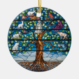 Konstglas, Livets Träd Glasmosaik Julgransprydnad Keramik
