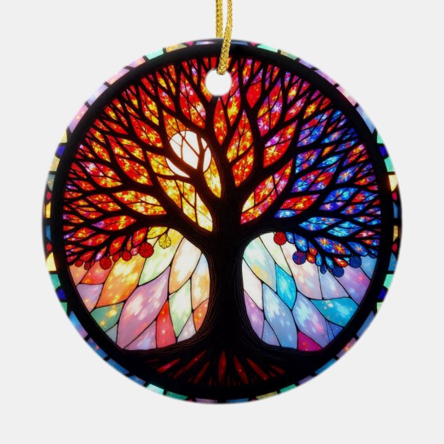 Konstglas, Livets Träd Glasmosaik Julgransprydnad Keramik (Framsidan)