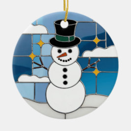 Konstglas, Snömannen i konstglas Julgransprydnad Keramik