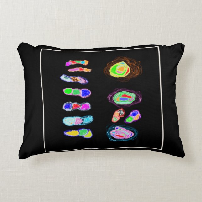 Konsthämtar och spolar på svart bakgrund prydnadskudde (Framsidan)