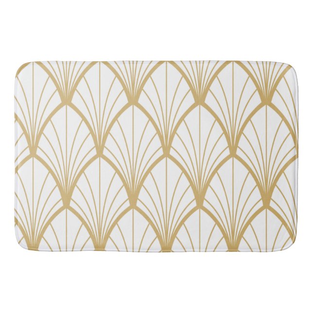 konsthandling, vacker,fläkt, mönster, guld,vit,vin badrumsmatta (Framsidan)