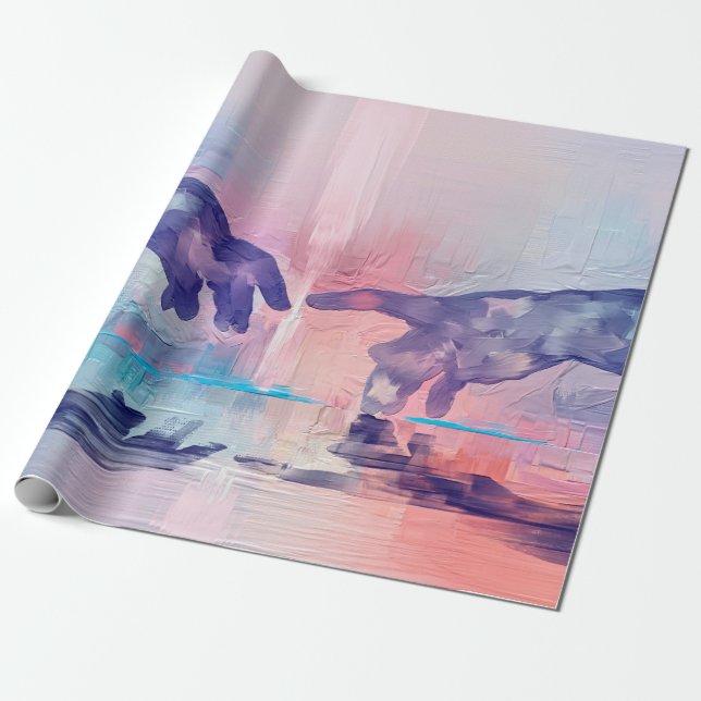 Konsthantlackering, surrealistiska handmålade händ presentpapper (Utrullad)