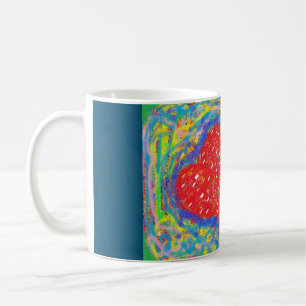 Konsthantmönstrad blandad grönt och rött centrum kaffemugg
