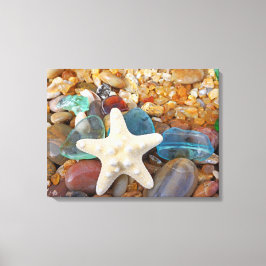 Konsthantverk för Beach Blue Sea Glass Art Prints Canvastryck