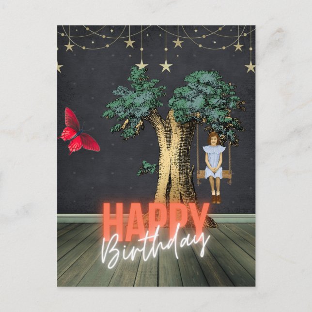 Konsthantverk med okänd konst i Grattis på födelse Vykort (Framsida)