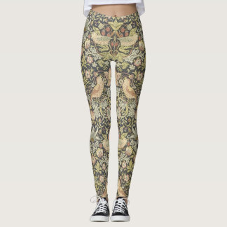 Konsthantverkblommönster med fågeldamasker leggings