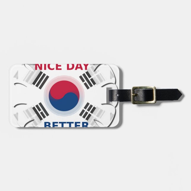 Konsthistorik: "Ha en trevlig dag" koreansk Flagga Bagagebricka (Horisontell Framsida)