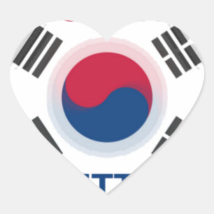 Konsthistorik: "Ha en trevlig dag" koreansk Flagga Hjärtformat Klistermärke