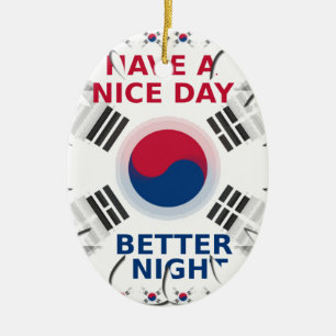Konsthistorik: "Ha en trevlig dag" koreansk Flagga Julgransprydnad Keramik