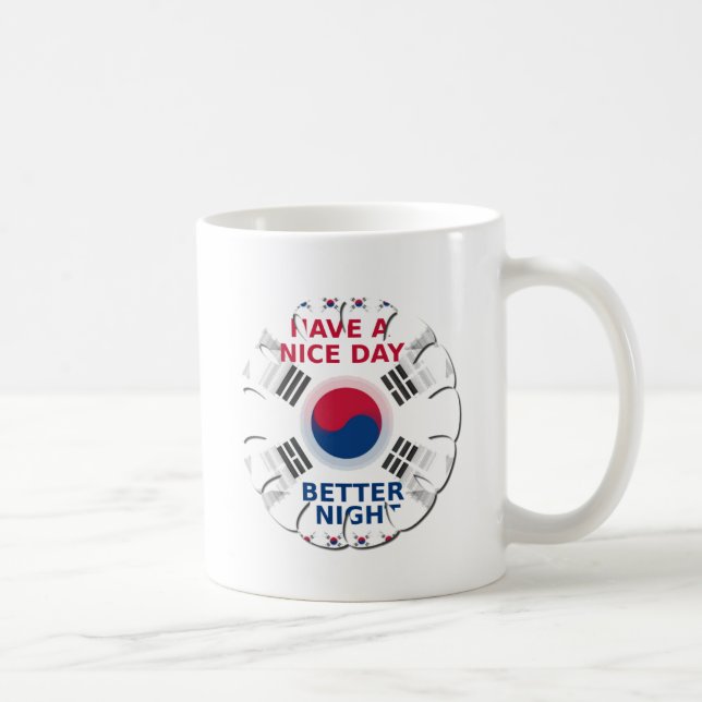Konsthistorik: "Ha en trevlig dag" koreansk Flagga Kaffemugg (Höger)