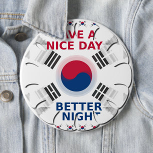 Konsthistorik: "Ha en trevlig dag" koreansk Flagga Knapp