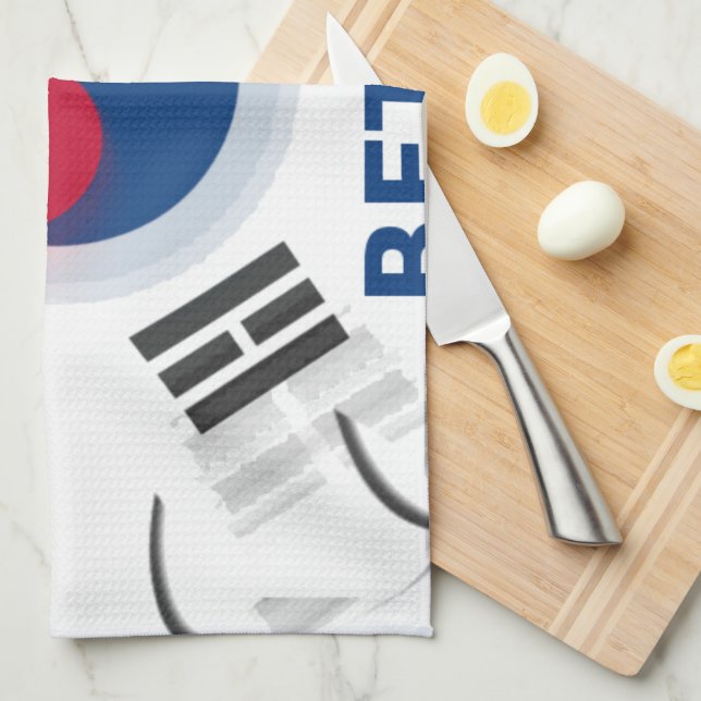 Konsthistorik: "Ha en trevlig dag" koreansk Flagga Kökshandduk (Vikt i Fjärdedel)