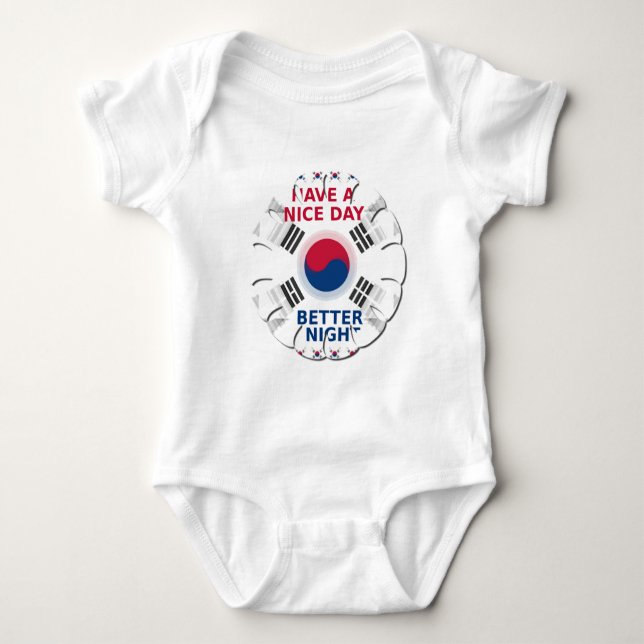 Konsthistorik: "Ha en trevlig dag" koreansk Flagga T-shirt (Framsida)