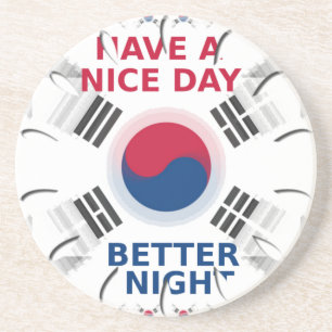 Konsthistorik: "Ha en trevlig dag" koreansk Flagga Underlägg Sandsten