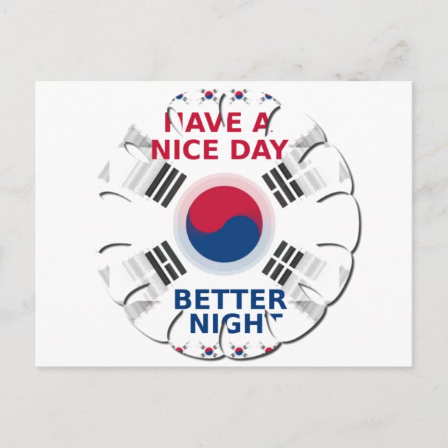 Konsthistorik: "Ha en trevlig dag" koreansk Flagga Vykort (Framsida)