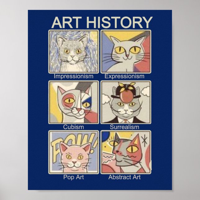 Konsthistorik Rörelser med Cat-illustration Poster (Framsidan)