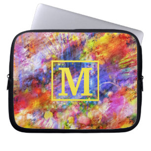 Konsthjälp för Abstrakten Guld Monogram Laptop Fodral