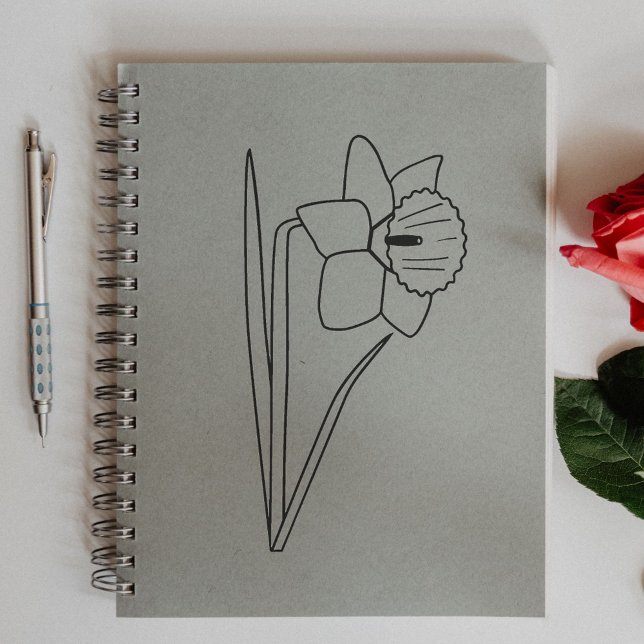 Konsthölje Stämpel (Botanical Daffodil Line Art Flower Rubber Stamp)