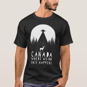 Konstig Alien Canada Elk Abduction by Flies Saucer T Shirt