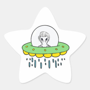 Konstig Alien UFO Stjärnformat Klistermärke