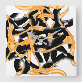 Konstig av brända band, orangens vita repor fyrkantig klocka