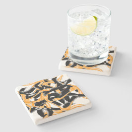 Konstig av brända band, orangens vita repor stenunderlägg