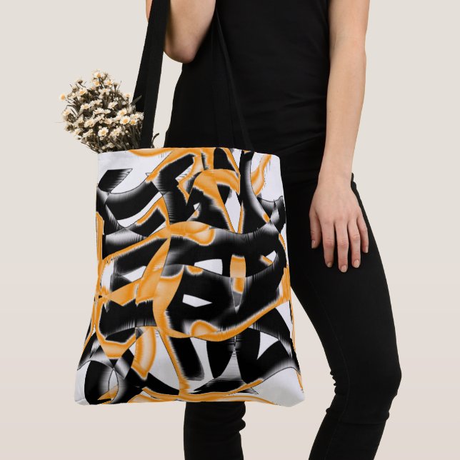 Konstig av brända band, orangens vita repor tygkasse (Närbild)