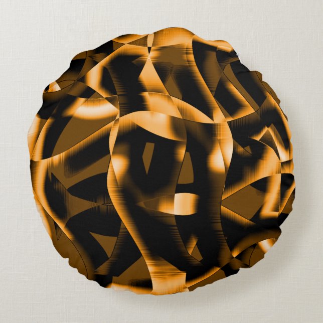 Konstig av bränt rosett band, orange färg rund kudde (Baksidan)