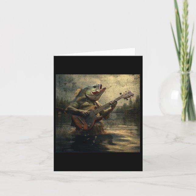 Konstig B Fiskuppspelning B Guitar Funny Cursed Me Kort (Framsida)