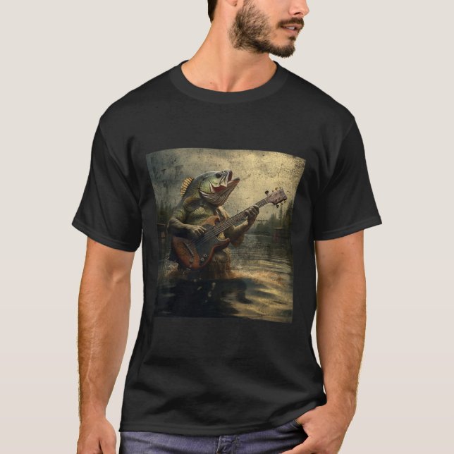Konstig B Fiskuppspelning B Guitar Funny Cursed Me T Shirt (Framsida)