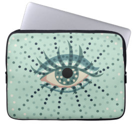 Konstig Blue Öga med Abstrakt Dot Psychedelic Art Laptop Sleeve