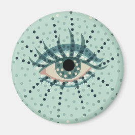 Konstig Blue Öga med Abstrakt Dot Psychedelic Art Magnet