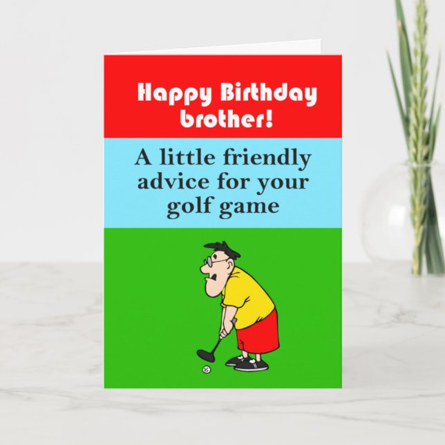 konstig bror grattis på födelsedagen golfer kort (Framsida)
