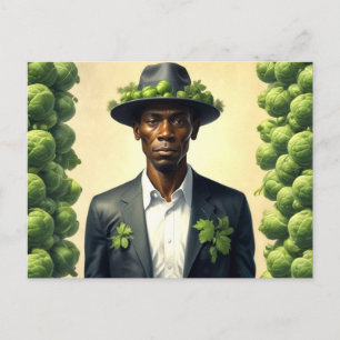 Konstig Brussels Sprouts Man Vykort