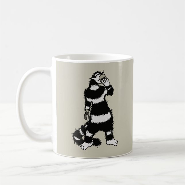 Konstig Cat Skull Mask Whimsical Gothic Kaffemugg (Vänster)