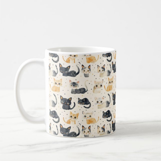 Konstig Cats Mönster Kaffemugg (Vänster)