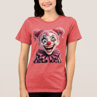 Konstig Clownflicka som blinkar Pixar Halloween T- T Shirt