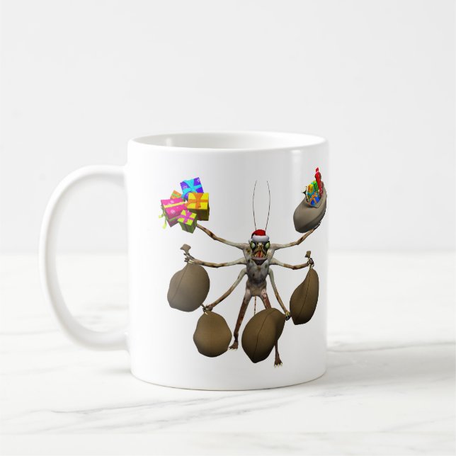 Konstig Creeper Jultomten med Fullt Händer Kaffemugg (Vänster)