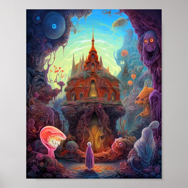 Konstig Creepy House Surreal Art Poster (Framsidan)