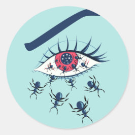 Konstig Creepy Red Öga med snörmakare Runt Klistermärke