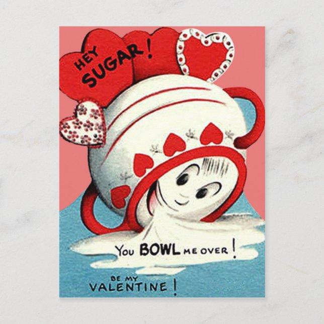 Konstig Cute Funny Sugar Bowl Heart Valentine Helg Vykort (Framsida)