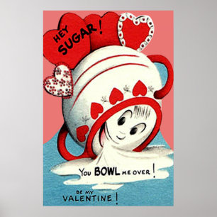 Konstig Cute Funny Sugar Bowl Heart Valentine Poster