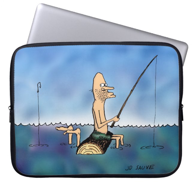 Konstig Dag Fiskekartong Laptop Fodral (Framsidan)