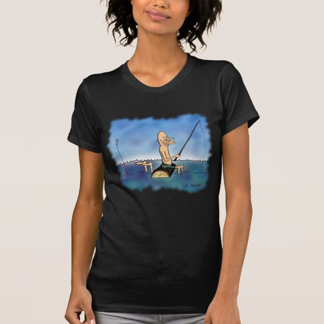 Konstig Dag Fiskekort Tegneserie Tee (Framsida)