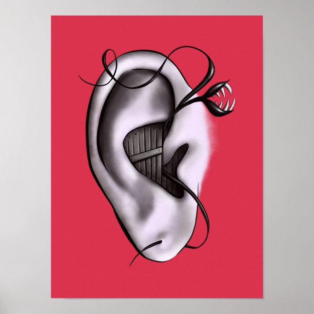 Konstig Ear Monster Digital Art Poster (Framsidan)