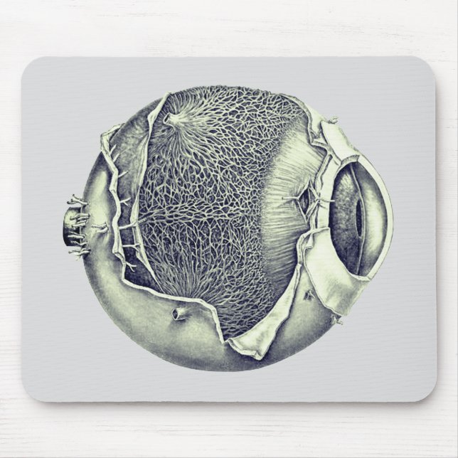 Konstig Eyeball Modern Vintage Teckning | GRÅTT Musmatta (Framsidan)