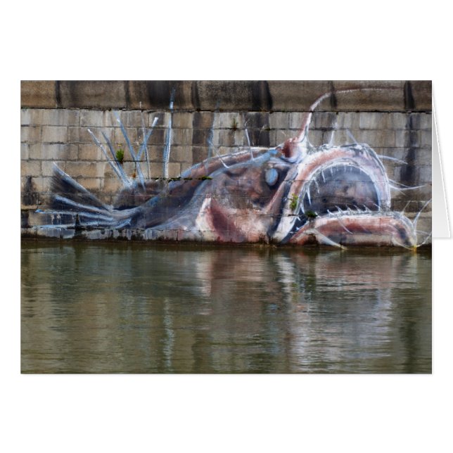 Konstig Fantasy Anglerfish Graffiti Hälsningskort (Framsidan Horizontal)