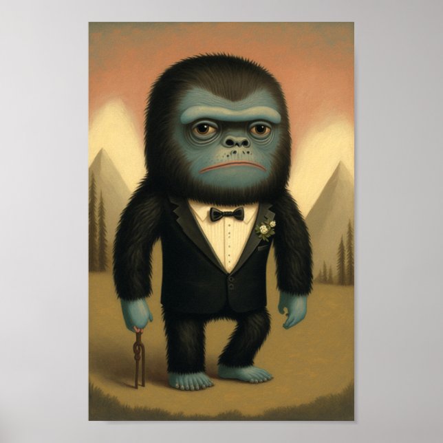 Konstig Fantasy Bigfoot Sasquatch Guy Poster (Framsidan)